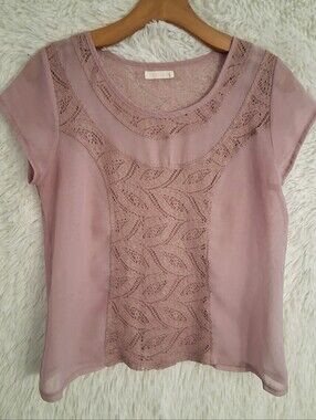 Tulle Mauve Sheer Blouse Small